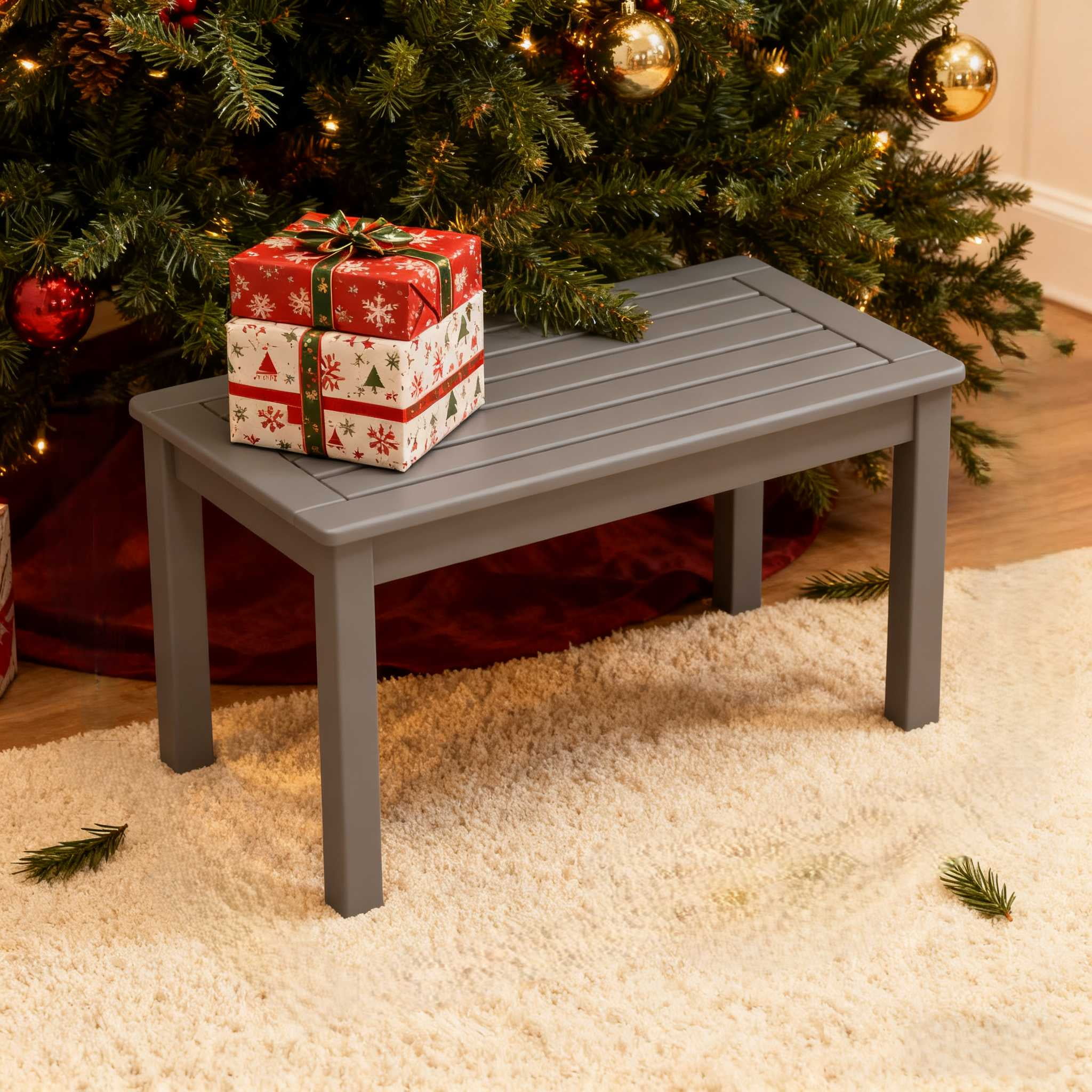 UBesGoo HDPE Outdoor Patio Table, Rectangle Coffee End Table, All Weather Deck Balcony Garden Porch Table, Gray