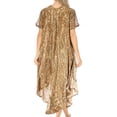 thumbnail image 2 of Sakkas Bree Long Embroidered Cap Sleeve Marbled Dress - Army Green - One Size Regular, 2 of 5