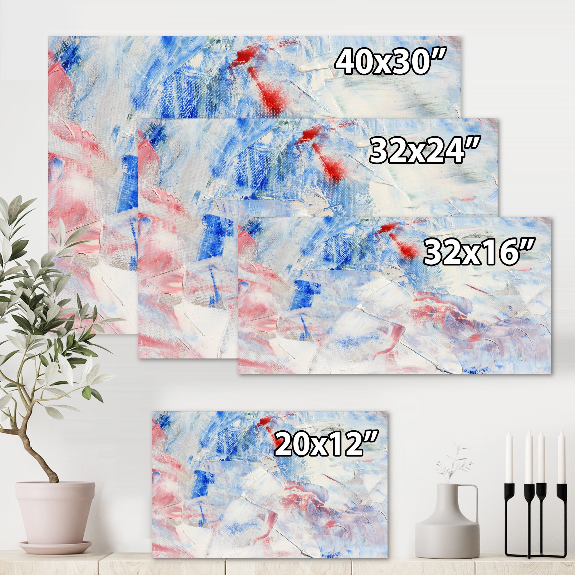 Designart ' Abstract Blue Composition ' Modern Canvas Wall Art Print