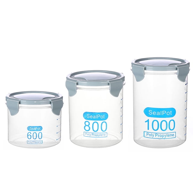 3PCS Food Storage Container Set Clear Pantry Storage Container Cereal Container