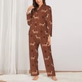 thumbnail image 2 of Pajama Sets for Women 2 Pcs, Dachshund Dog Puppy Chocolate Button Down Long Sleeve Sleepwear Lounge PJ Sets, 2 of 6