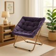 thumbnail image 3 of CRXX Square Saucer Chair for Adults, Oversized Folding Cozy Lazy Chair with Metal Frame for Bedroom, Living Room, Dorm Room, Apartment (Purple), 3 of 9