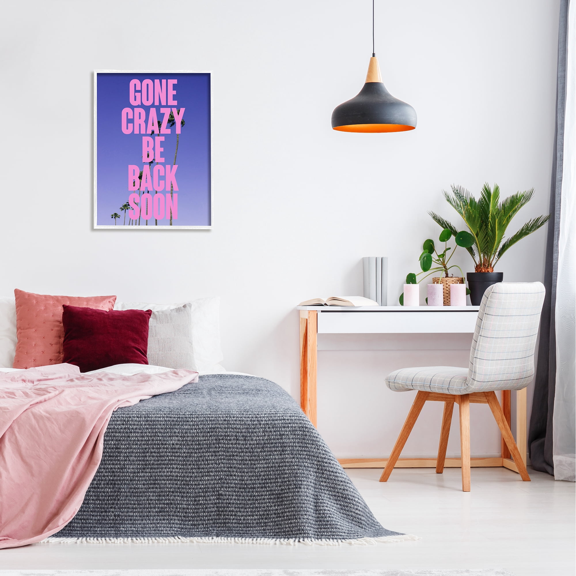 Stupell Industries Gone Crazy Back Soon Phrase Landscape Painting White Framed Art Print Wall Art, 24 x 30