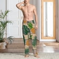 thumbnail image 5 of Uemuo Pineapples Palm Leaves Pattern Men's Wide Leg Palazzo Lounge Pants with Pockets Light Weight Loose Comfy Casual Pajama Pants-Large, 5 of 9