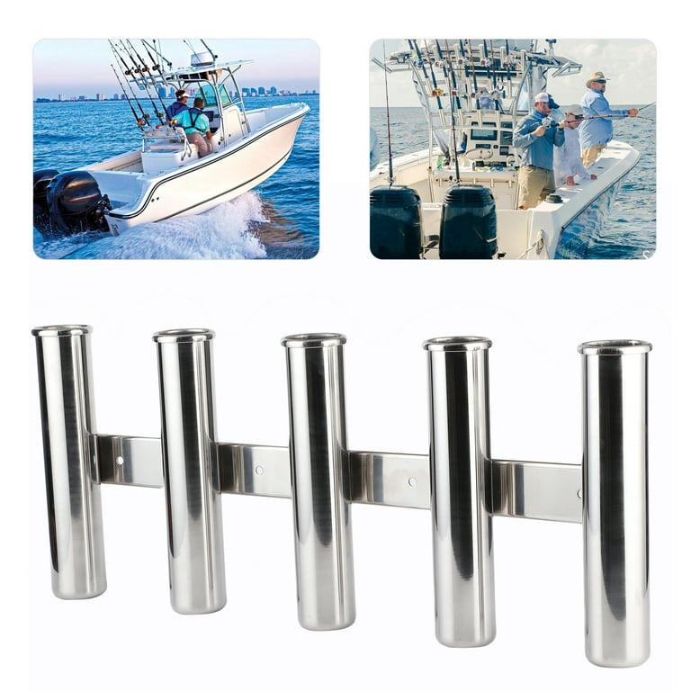 EBTOOLS Fishing Rod Holder 5 Tubes Stand 304 Stainless Steel Hardware for  Marine Yacht Boat,5 Tube Fishing Rod Holder,Fishing Pole Rack 