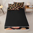 thumbnail image 4 of Homewish Cartoon Capybara Zipper Full Size Comforter Sets with Fitted Sheet and 2 Pillowcases,Kawaii Animal With Funny Food Zipper Bedding Set for Boys Girls,4pcs,Black Reversible, 4 of 6