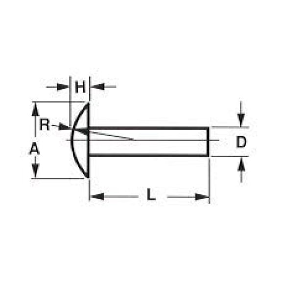 3/16 X 1-1/2 MOD Brazier Head 2117T4 Aluminum Rivets 100 pcs Box