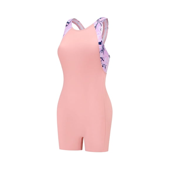 Shadoumai Girls Swimsuit One Piece Size 12-14 Trim Wrap Tie Back Tankini Sets Quick Dry & Stretchy Tropical Print Bathing Suit Beach Swimwear Stretch Strap