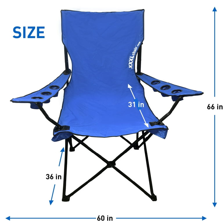 Easygoproducts Giant Oversized Big Portable Folding Tailgatingcampingsports  Outdoor Chair W 6 Cup Holders Folds Into Carry Bag (Blue)