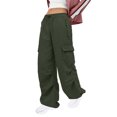 thumbnail image 2 of KJIUQ Parachute Pants for Women Baggy Cargo Pants Multi-Pocket High Rise Y2K Pants Teen Girls Wide Leg Trousers Streetwear(Z1-Army Green,M), 2 of 8