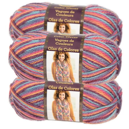 Acrylic Wool Blend - Lion Brand Yarn (3 Pack) Color Waves Acrylic & Wool Yarn Light #3 Soft Yarn For Knitting Crocheting