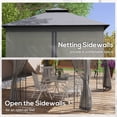 thumbnail image 6 of Outsunny 10' x 11.5' Outdoor Patio Gazebo Canopy with 2-Tier Polyester Roof, Netting, Curtain Sidewalls, and Steel Frame, Gray, 6 of 10