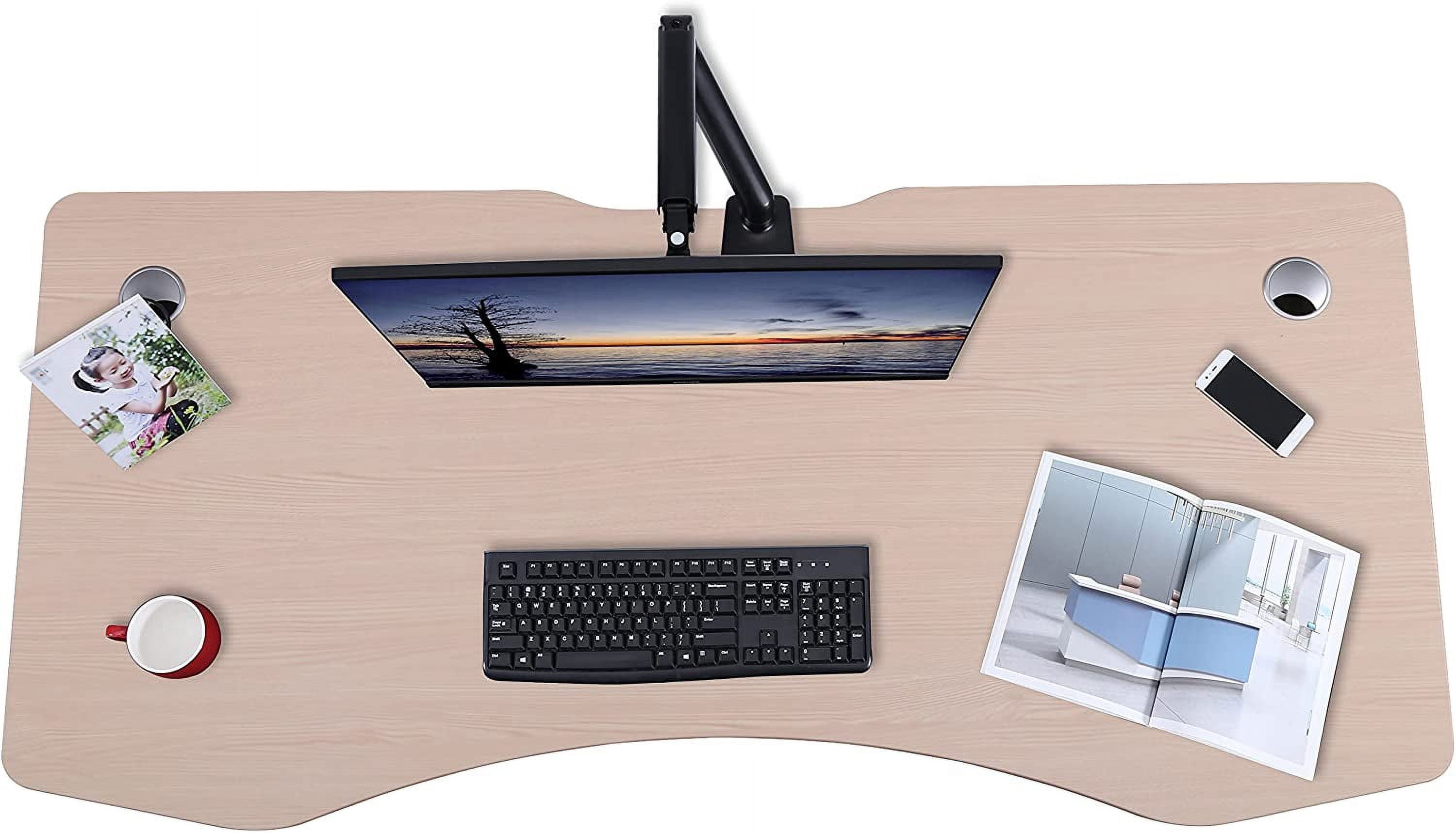ApexDesk Elite Series 60" W Electric Height Adjustable Standing Desk (Light Oak Top, White Frame)