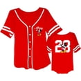 thumbnail image 2 of Disney Women's Mickey Mouse Baseball Shirt, Classic Cartoon Baseball Jersey Red – XL, 2 of 8