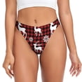 thumbnail image 1 of Balery Plaid Reindeer Snowflakes Tangas de Algodón para Mujer con Estampado – Ropa Interior Sexy, Transpirable, G-string-XX-Large, 1 of 6