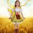 thumbnail image 2 of Wiyuqeen Girls Oktoberfest Dirndl Dress 4-16Y Cold Shoulder Puff Short Sleeve Lace Up Mini Dress Retro Swing German Beer Lace Hem A-Line Dress, 2 of 5