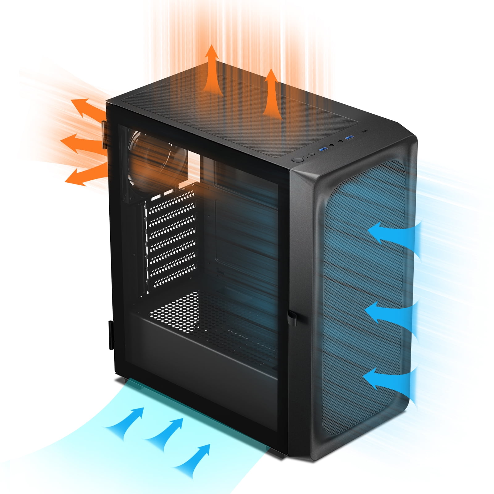 DARKROCK EC2 Black ATX Mid Tower PC Case – Type-C Ready, 40-Slot GPU Support, Tempered Glass Side Panel, 8 x 120mm Fan Mounts (1 Pre-Installed) & 360mm Radiator Compatibility