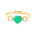 thumbnail image 1 of Galaxy Gold 14k Yellow Gold Genuine Diamonds & Heart-shaped Natural Emerald Ring - Size 6.0, 1 of 5