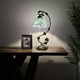 thumbnail image 2 of Tiffany Table Lamp Purple Stained Glass Green Leaves Iron Metal Leaves Bronze Base For Living Room Dining room Bedroom Bedside Office Hotel 21"H, 2 of 5