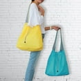 thumbnail image 3 of EcoJeannie® 1 Pack NEW Ripstop Nylon Foldable Daw-String Reusable Shopping Bag With Built-In Pouch and Reinforced Handle, Yellow, 3 of 3