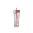 thumbnail image 1 of Soidarity Taza de paja transparente de doble capa de 770ml, botella de agua reutilizable con tapa, Picnic, Camping, senderismo, ciclismo, taza para beber Ropa Deportiva, Zapatos Rosado 710ml Soidarity OD027967-04, 1 of 6