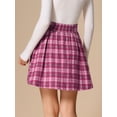 thumbnail image 3 of DARING DIVA Women's Plaid Tartan A-Line Buffalo Pleated Skirts L Pink White, 3 of 6