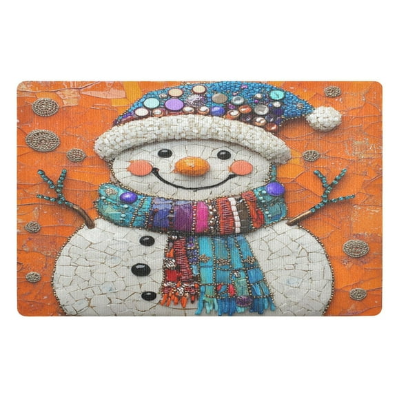 BZSMCE Floor Mats 32x20in Snowman in Hat Creativity Doormats