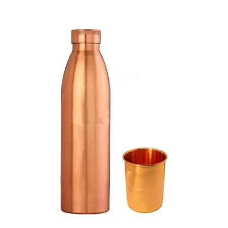 

diollo 1 Litre One Plain Copper Bottle & One Emboss Copper Glass Use Of Daily.