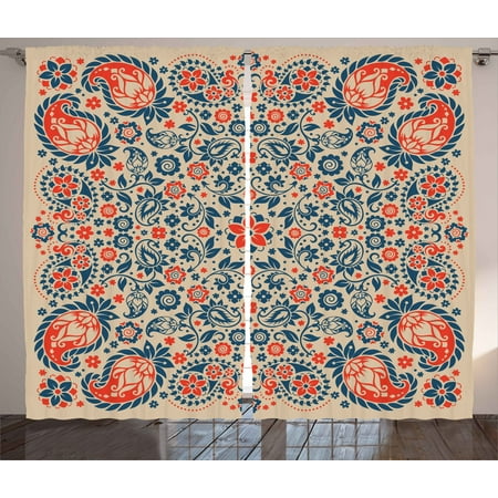 Paisley Curtains 2 Panels Set Islamic Arabesque Floral Pattern