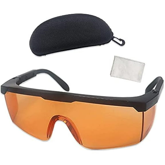 UV Light Safety Glasses Protection,UVC 400 Blue Light Blocking Protective Glasses Goggles,Ansi Z87 Adjustable Temples Eyewear, Shaded Shatterproof Scratch Resistant Safe Sunglasses with Case