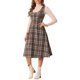 thumbnail image 4 of Vestido vintage de cuadros sin mangas de cintura alta A-Line midi de INSPIRE CHIC, 4 of 6
