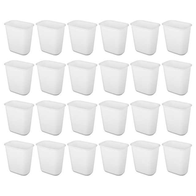 Sterilite Rectangular Wastebasket 5.5 Gallon Open Top Trash Bin, 24 Pack, White