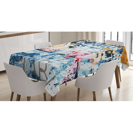 

Fitness Tablecloth Health Wellness Aerobics Sports Words Collection on Grunge Vintage Style Backdrop Rectangular Table Cover for Dining Room Kitchen 60 X 90 Inches Multicolor by Ambesonne