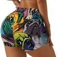 thumbnail image 2 of Kdxio Colorful Pug Print Workout Shorts for Women Seamless Soft Smooth Gym Yoga Scrunch Active Shorts, 2 of 5