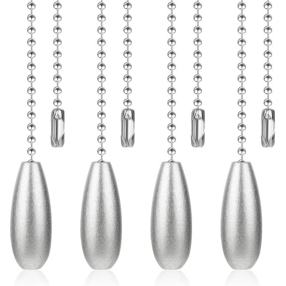 Monebena 4 Pcs Ceiling Fan Chain Pulls Extension 12 Inches Beaded Ball Chains Pull Chain Wooden Decorative Pendant Extension Chains Fan Cord Extender for Ceiling Light Lamp Fan Chain (Silver)