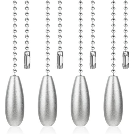 

4 Pcs Ceiling Fan Chain Pulls Extension 12 Inches Beaded Ball Chains Pull Chain Wooden Decorative Pendant Extension Chains Fan Cord Extender for Ceiling Light Lamp Fan Chain (Silver)