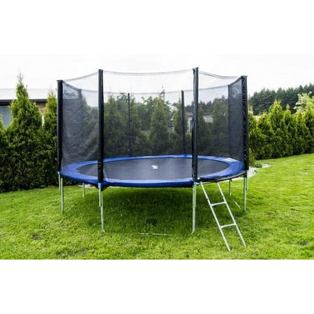 Round Trampoline With Enclosure Net Jumping Mat Ladder And