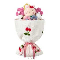 Cute Bunny Plush Bouquet Stuffed Animals Plushies Doll Toy Flower Wedding Decorations Gift for Girlfriend Wife Daughter Kids Valentine Birthday Anniversary Party Supplies