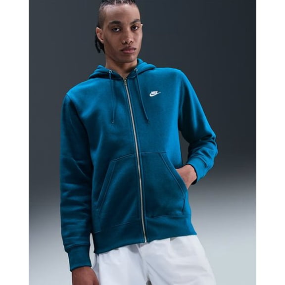 Men's Nike Club Full-Zip Fleece Hoodie - 'Green Abyss' - XS