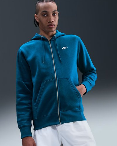 Nike Club Men's Full-Zip Fleece Hoodie Green Abyss