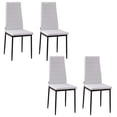 thumbnail image 1 of HOMCOM Ensemble de 4 Chaises de Salle à Manger, Chaises d'Appoint Rembourrées en Tissu de Lin Blanc, 1 of 10