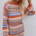 thumbnail image 3 of SCSAlgin Women Crochet Knit Mini Dress Long Sleeve Colorful Stripe Mesh Casual Sweater Dress Summer Beach Wear, 3 of 6
