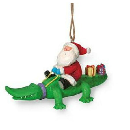 Santa Riding Alligator Gator with Gifts Holiday Christmas