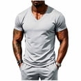 thumbnail image 2 of VgaVtl V-Neck T Shirt Men Short Sleeve Summer Muscle Solid Color Slim Clothes for Men Shirts Workout Quick Drying, 2 of 9