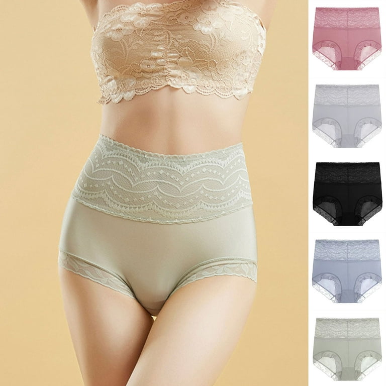 rygai Women Panties Butt Lift Lace Underwear Seamless Body Shaping Briefs  for Daily Wear,Green L 