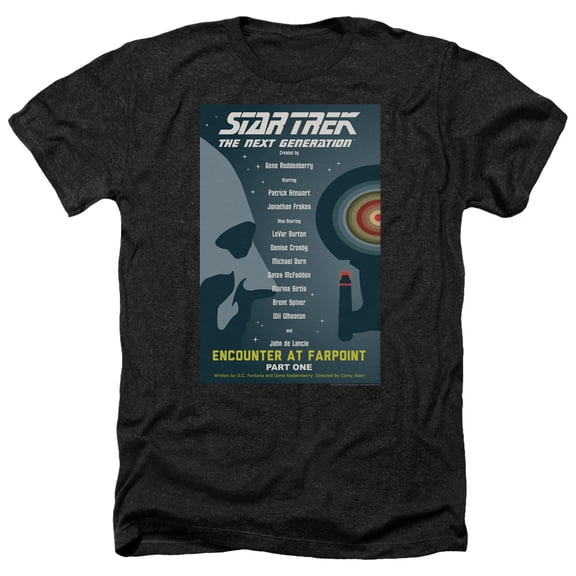 Star Trek - Tng Season 1 Episode 1 - Heather Short Sleeve Shirt - Large