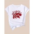 thumbnail image 3 of Camiseta informal y elegante con estampado de corazón de cerdito para mujer negra, cuello redondo, manga corta, para el Día de la Madre., 3 of 7