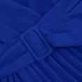 thumbnail image 4 of LEAVINGSUO Summer Dresses for Women Women's Summer Slim Pleated Belt Long Sleeve V-Neck A-Line Dress Blue S, 4 of 6