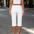 thumbnail image 5 of Zynoxe Womens Capri Denim Pants Trendy Stretchy Mid Waist Button Jeans Pants with Muti Pockets Casual Bodycon Cropped Denim Pants for Daily Wear White XL, 5 of 7