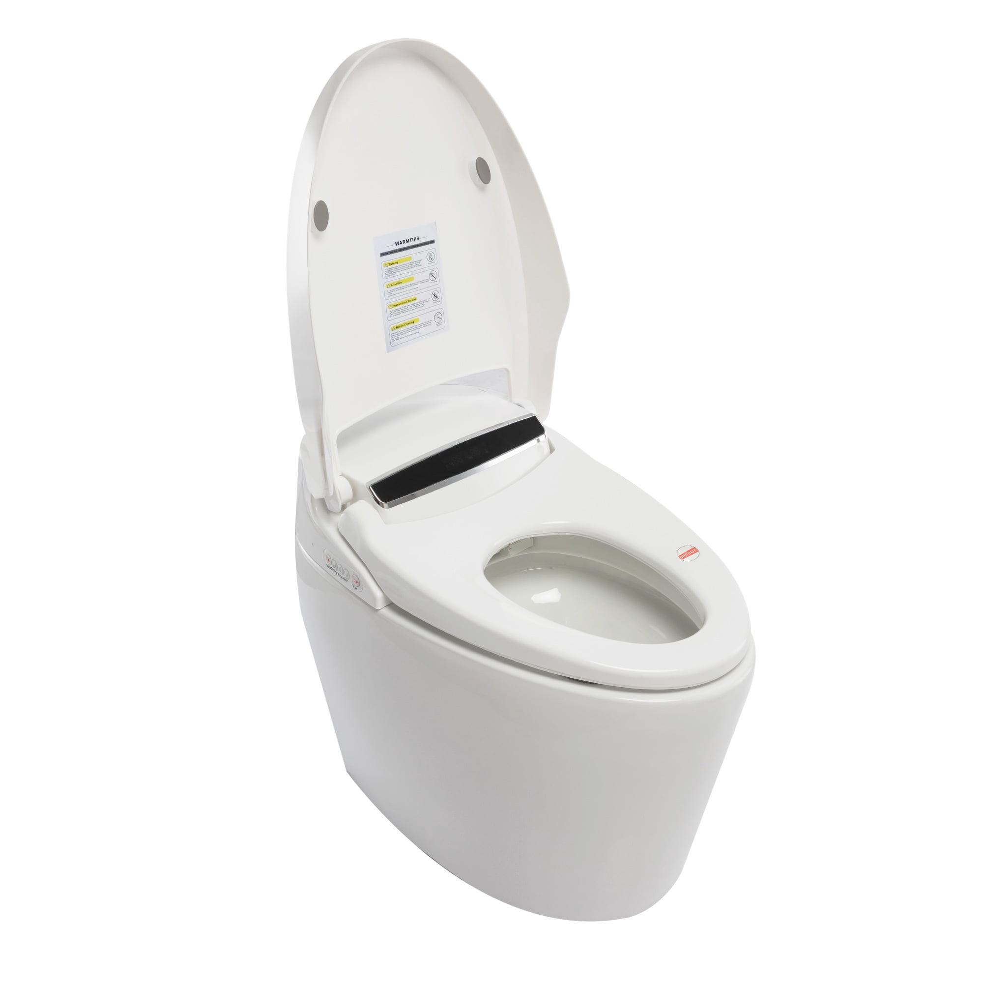 Tankless Smart Bidet Toilet for Bathrooms, Heated Seat with Nightlight, Foot Sensor, LED Display, Warm Water and Dry, Remote Control